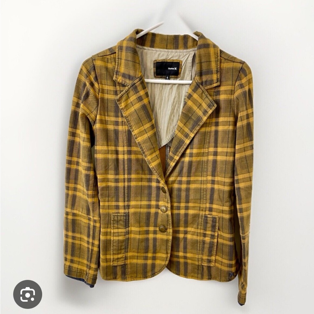 RARE Hurley Blazer Juniors Sm Vintage Y2K Yellow Plaid Jacket